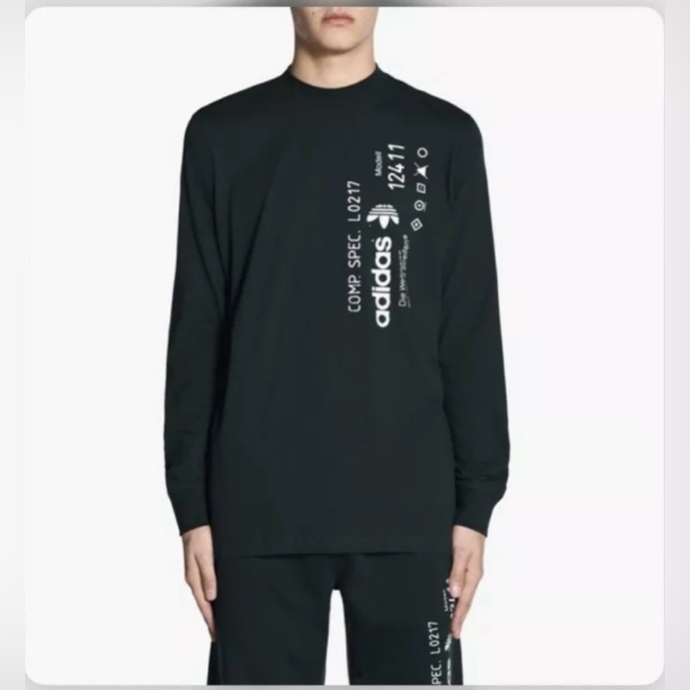 Adidas x Alexander Wang Long Sleeve Graphic Black T-Shirt Size Small Rare